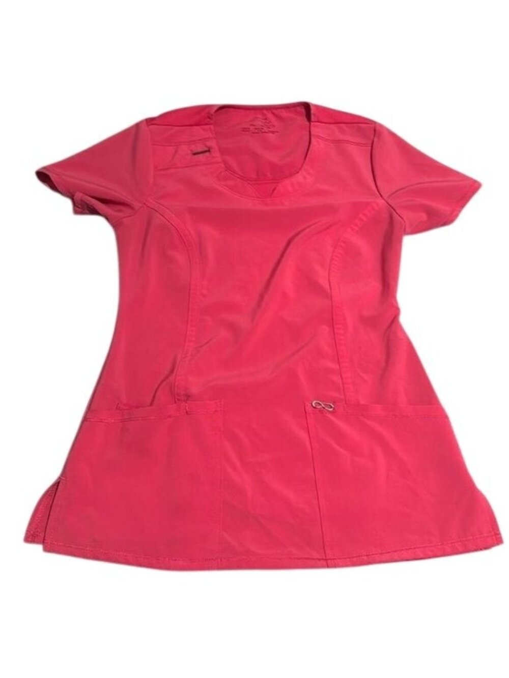 Cherokee Infinity Womens V-Neck Scrub Top S Pink Polyester Blend